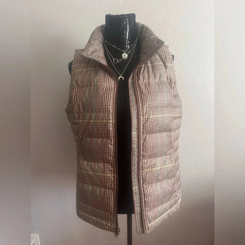 Lands End Womens Plaid Down Vest Size M EUC - Picture 5 of 5